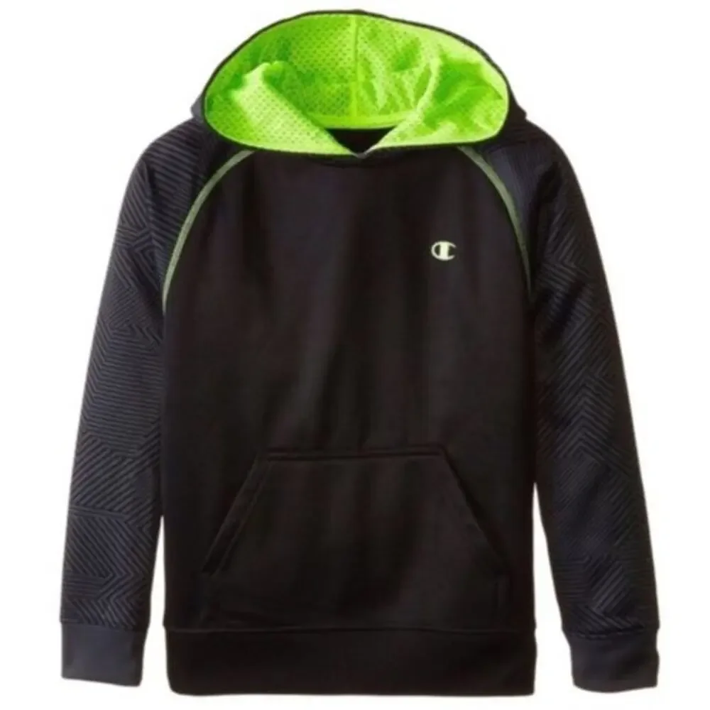 Champion Boys Hoodie Sweatshirt Striped Sleeves Kangaroo Pocket Size Medium